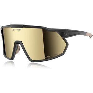 Powster Gold Black Sports Cycling Sunglasses for Men and Women